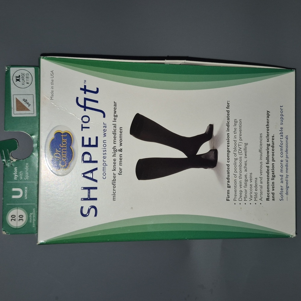 Dr. Comfort Shape To Fit Unisex Knee High Compression Hosiery XL 20-30 MmHg